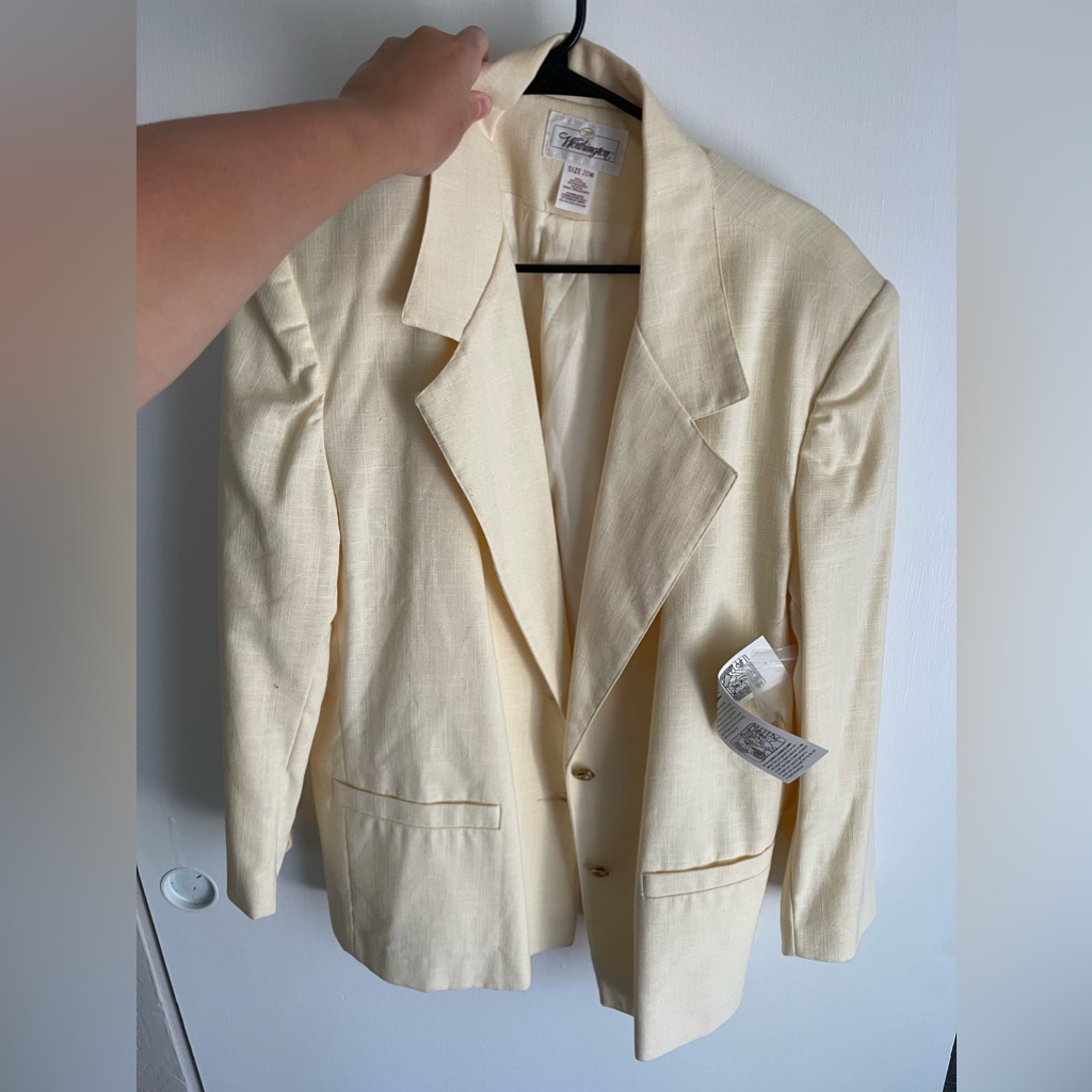 Nwt Vintage Worthington Linen Blend Cream Blazer